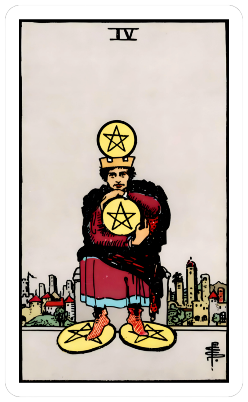 4 pentacles card